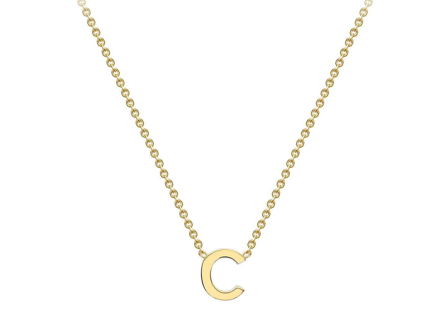 Solid Gold Initial Letter Necklace