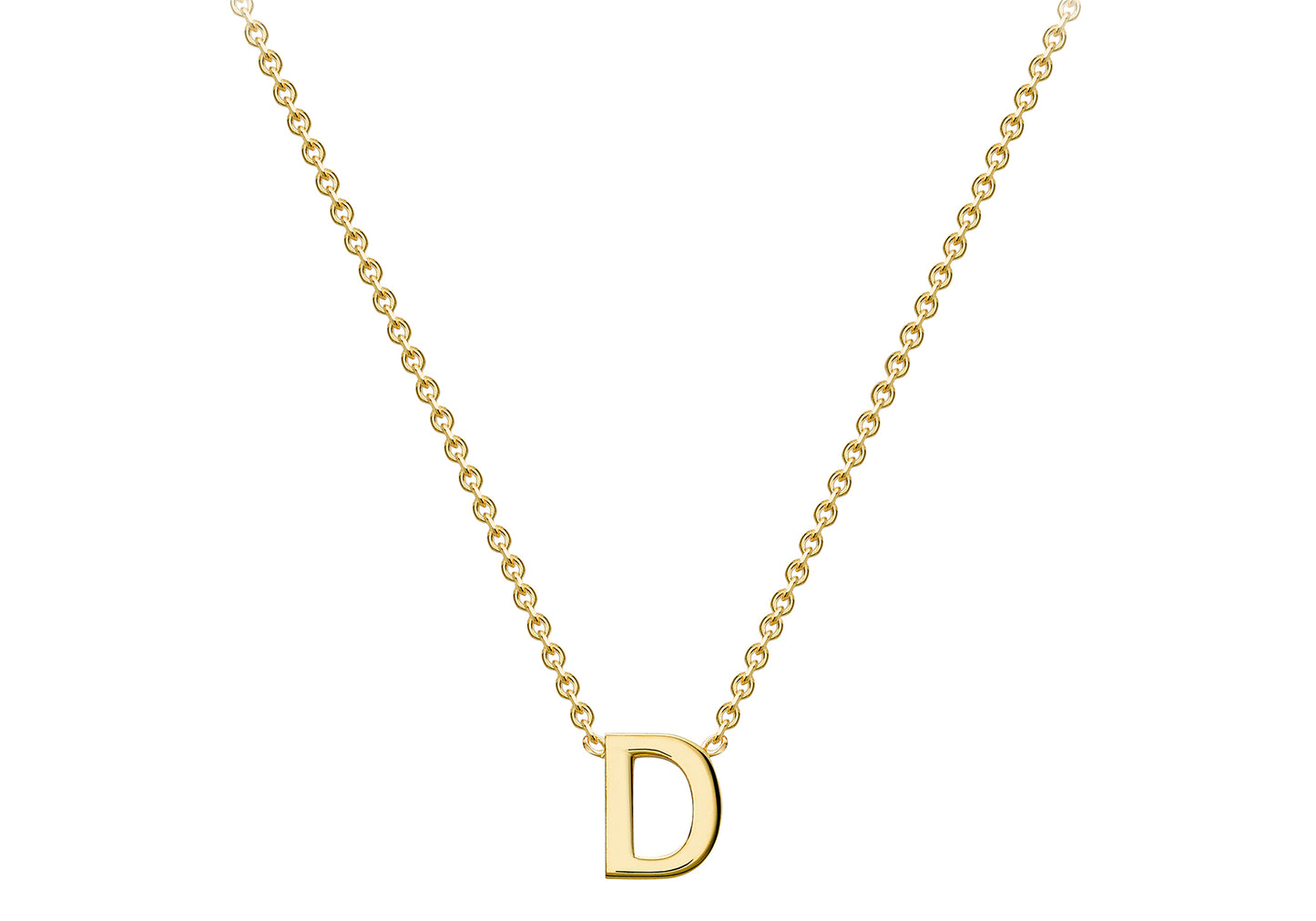 Solid Gold Initial Letter Necklace