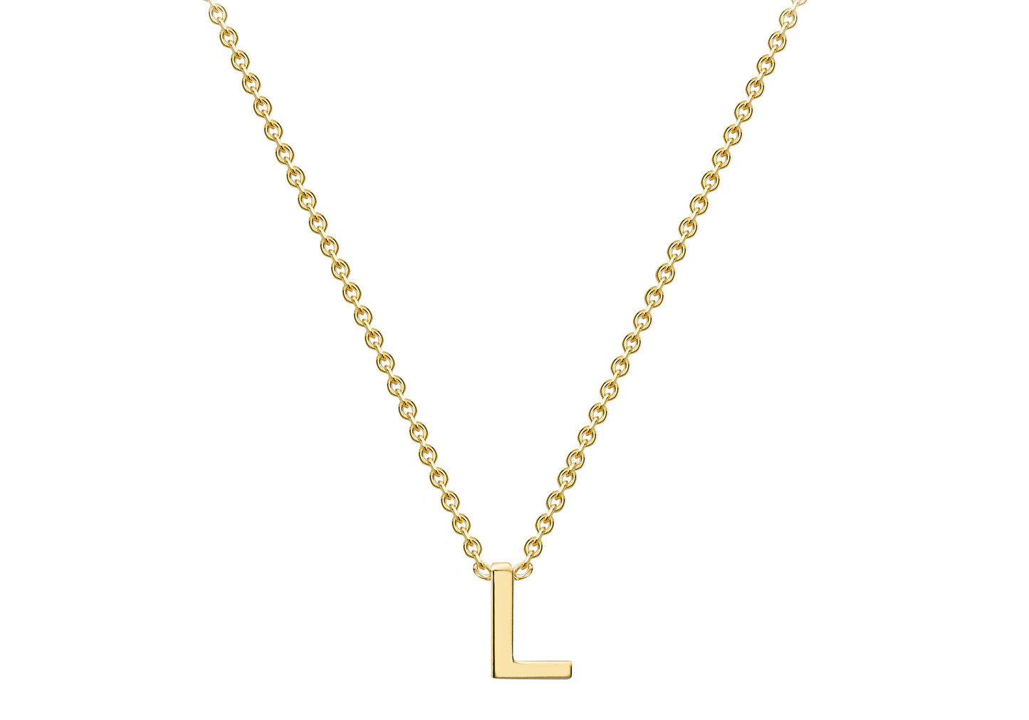 Solid Gold Initial Letter Necklace