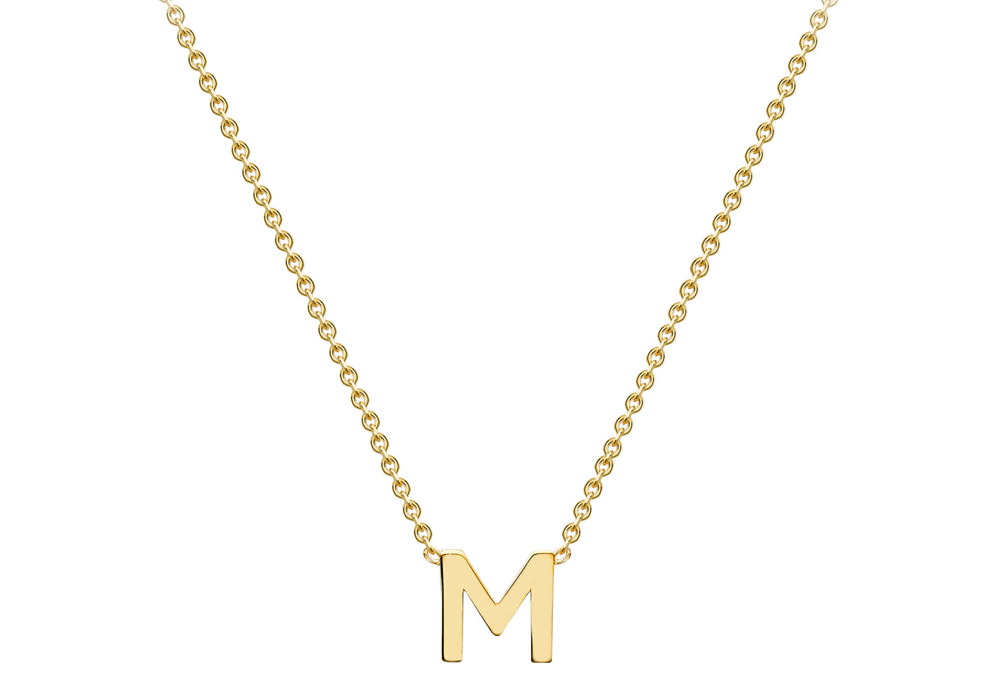 Solid Gold Initial Letter Necklace