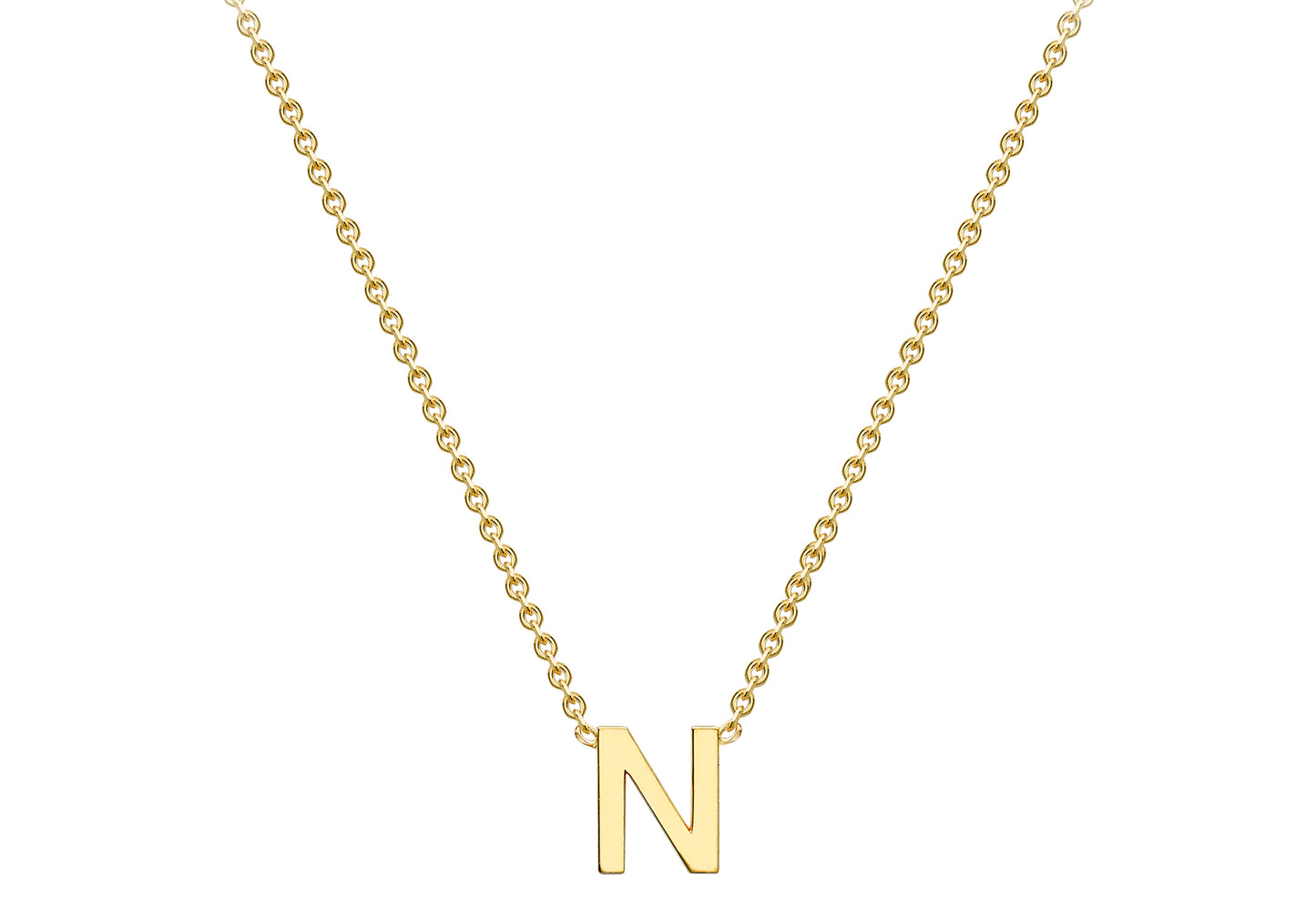 Solid Gold Initial Letter Necklace