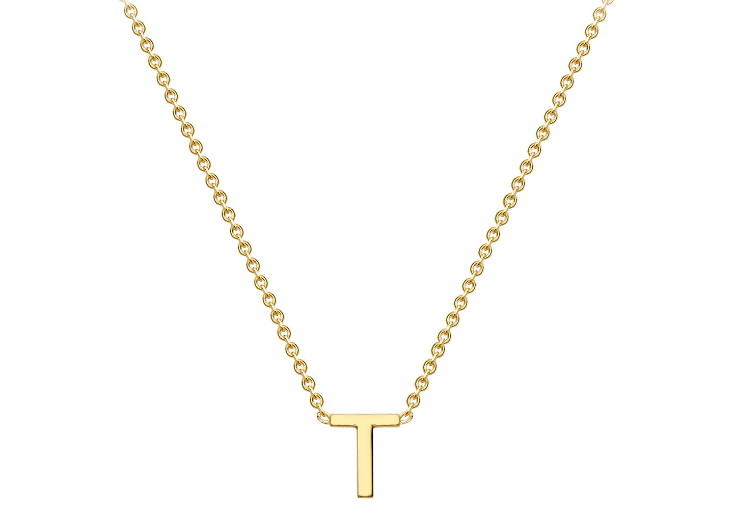 Solid Gold Initial Letter Necklace