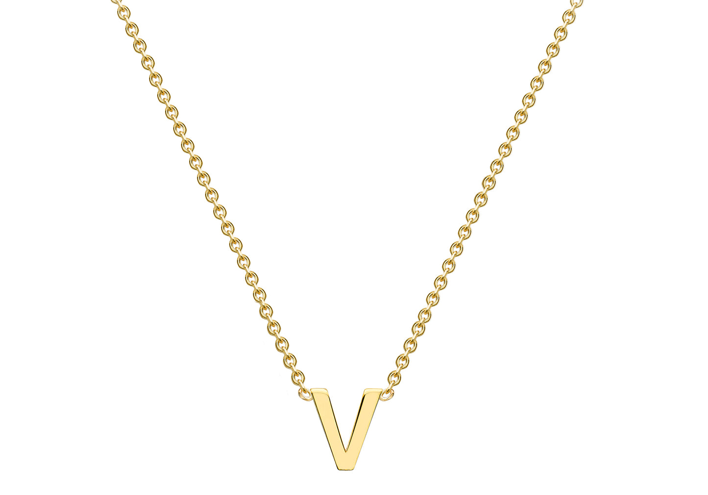 Solid Gold Initial Letter Necklace