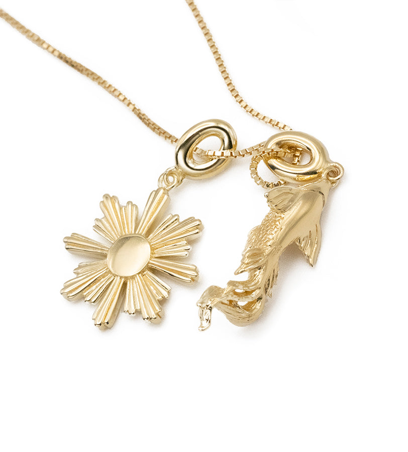 Guide Me, Tide Pendant Necklace in 14ct Gold Vermeil with London Blue Topaz & White Topaz