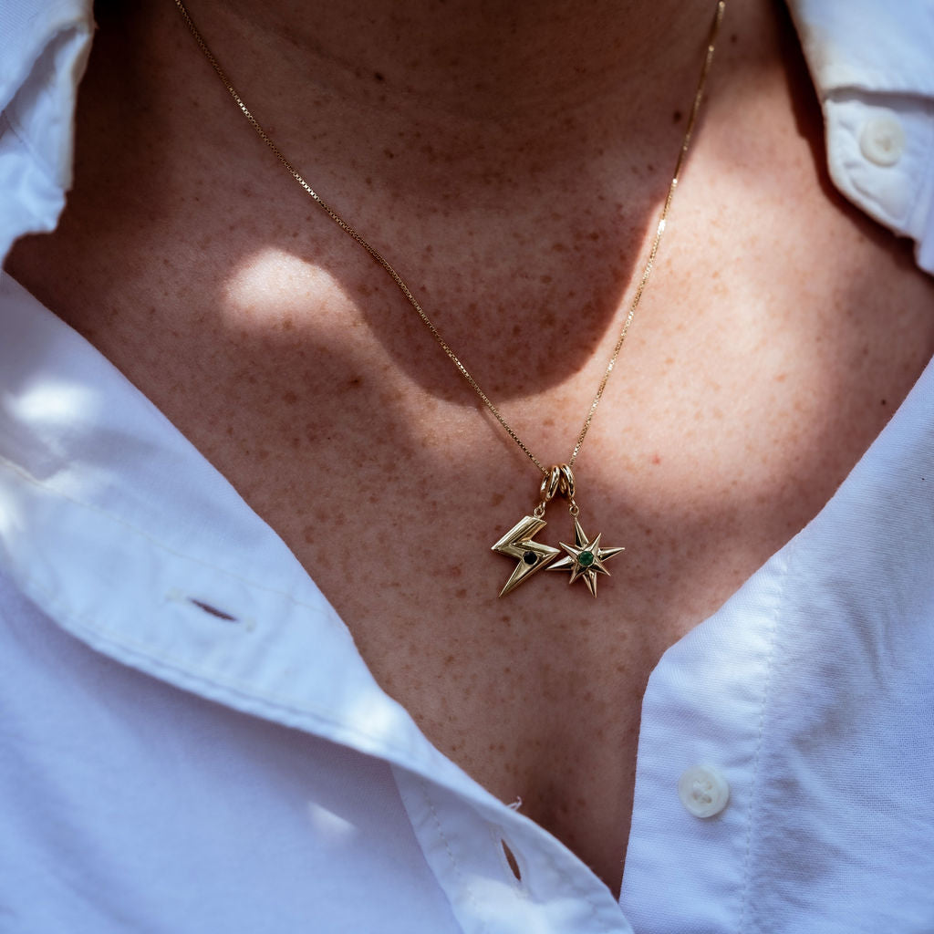 You Zig, I Hide Pendant Necklace in 14ct Gold Vermeil with Black Onyx
