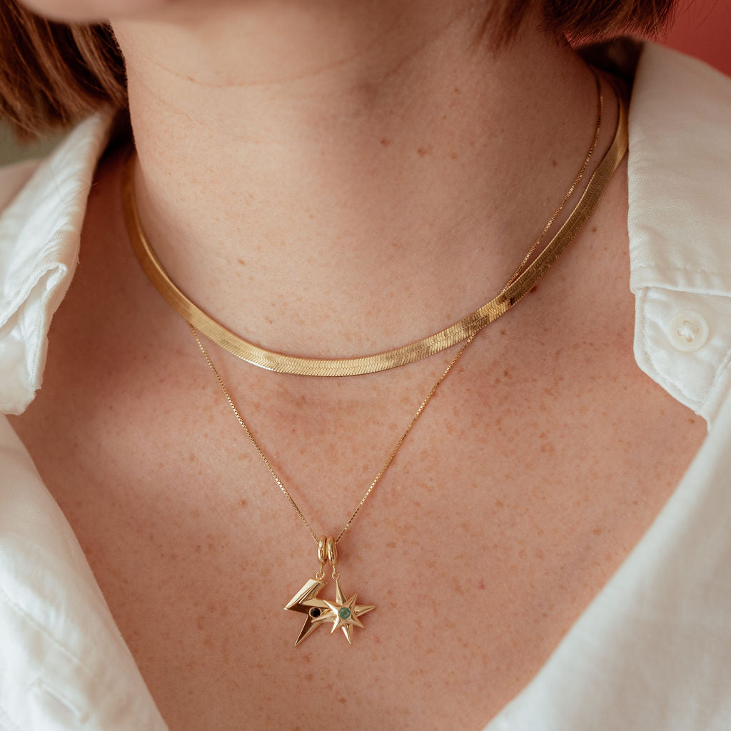 You Zig, I Hide Pendant Necklace in 14ct Gold Vermeil with Black Onyx