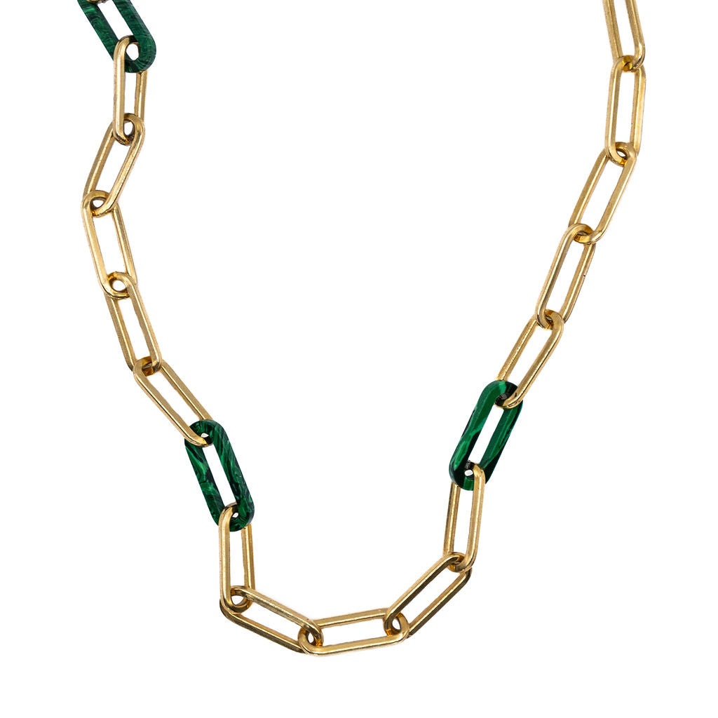 Face the Change Necklace with Malachite in 18ct Gold Plated