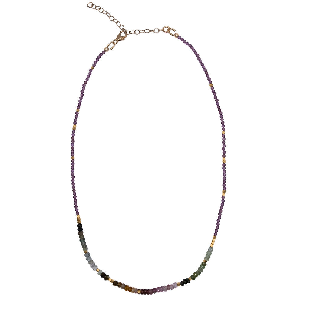 Tourmaline & Garnet Semi-Precious 14ct Gold Vermeil Necklace