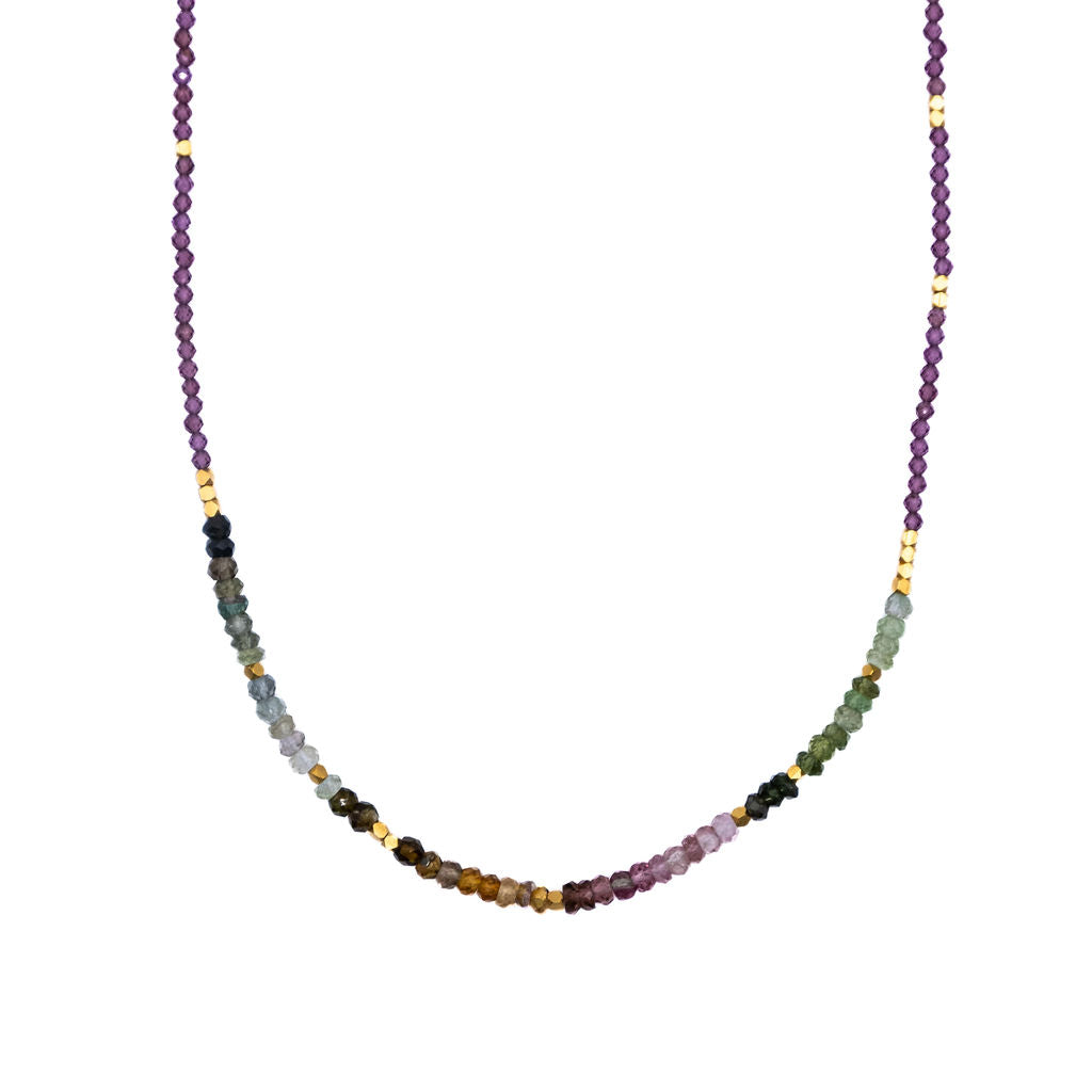 Tourmaline & Garnet Semi-Precious 14ct Gold Vermeil Necklace