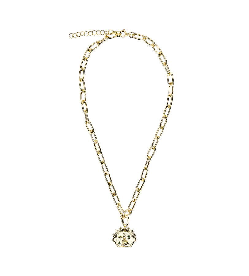 Gold Chrissy Statement Necklace with Emerald