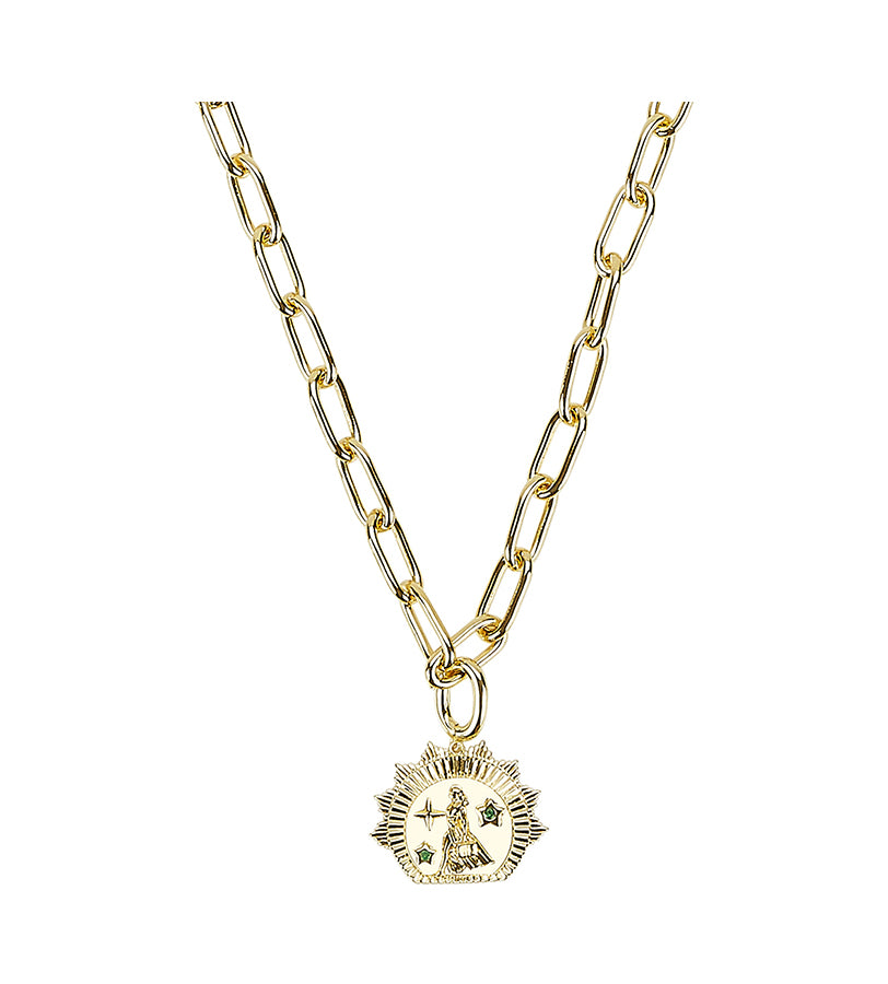 Gold Chrissy Statement Necklace with Emerald