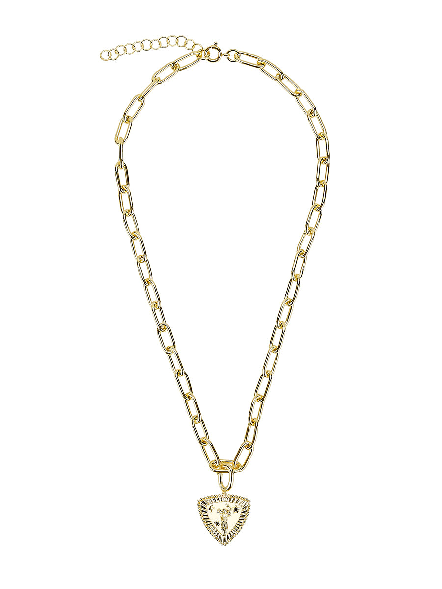 Gold Pendant Necklace with Black Onyx