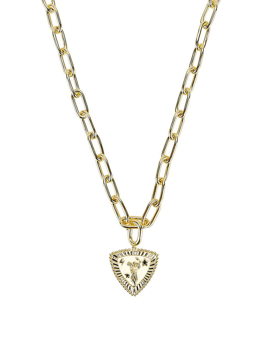 Gold Pendant Necklace with Black Onyx