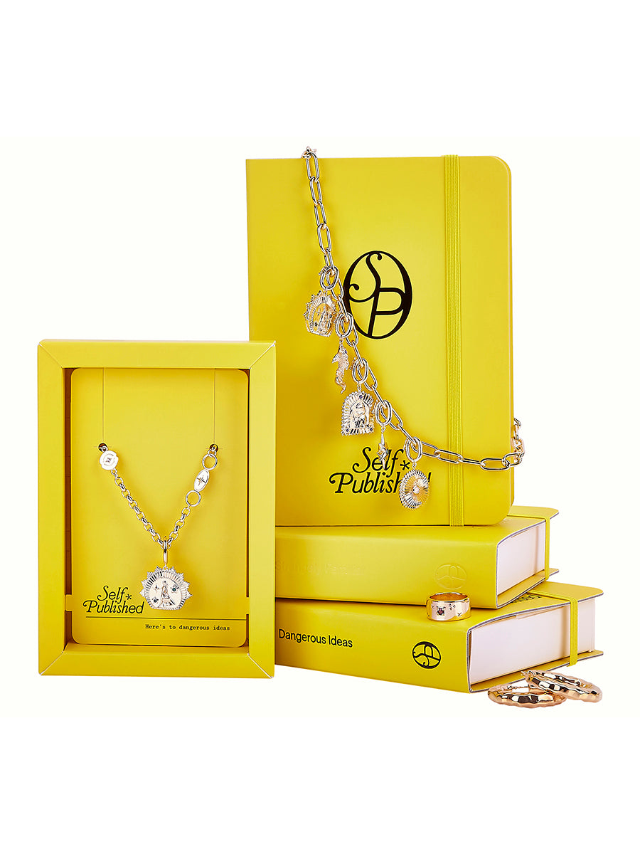 Crouching Saint, Hidden Jude Pendant Necklace in 14ct Gold Vermeil with White Topaz