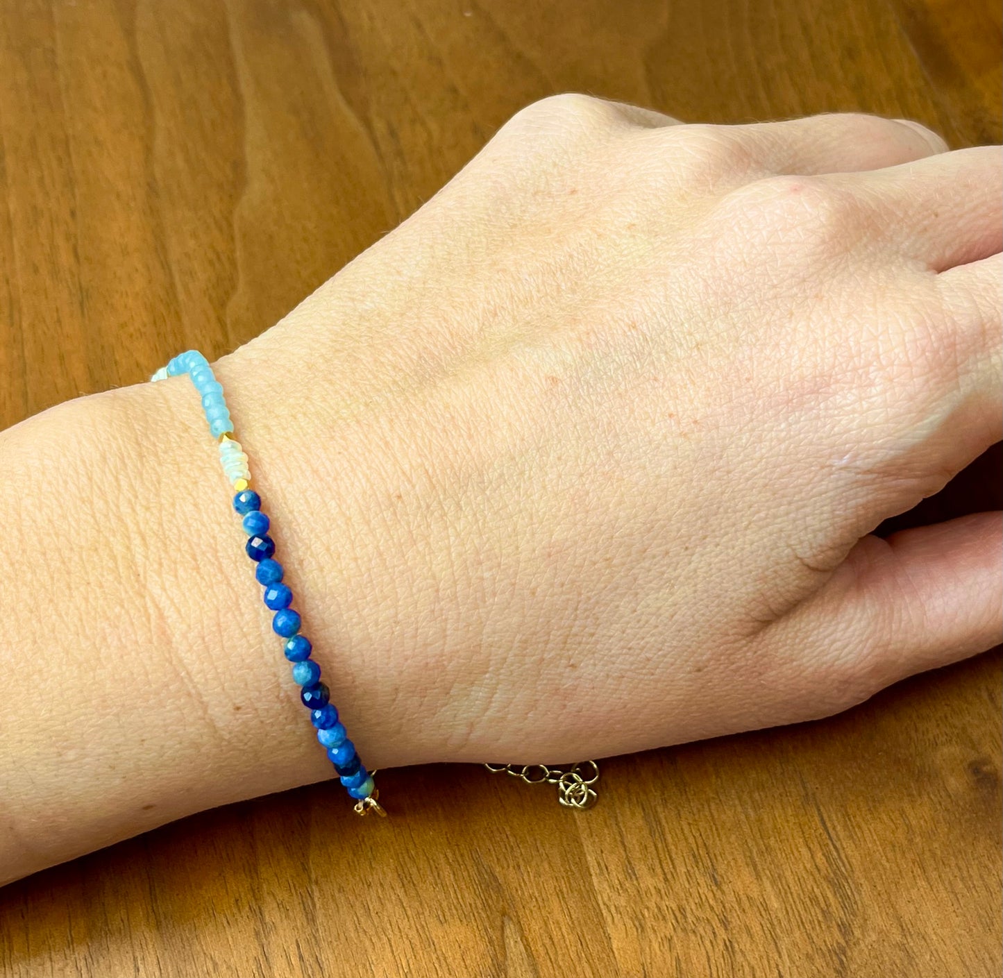 Blue Blue Electric Blue Semi Precious 14ct Gold Vermeil Friendship Bracelet