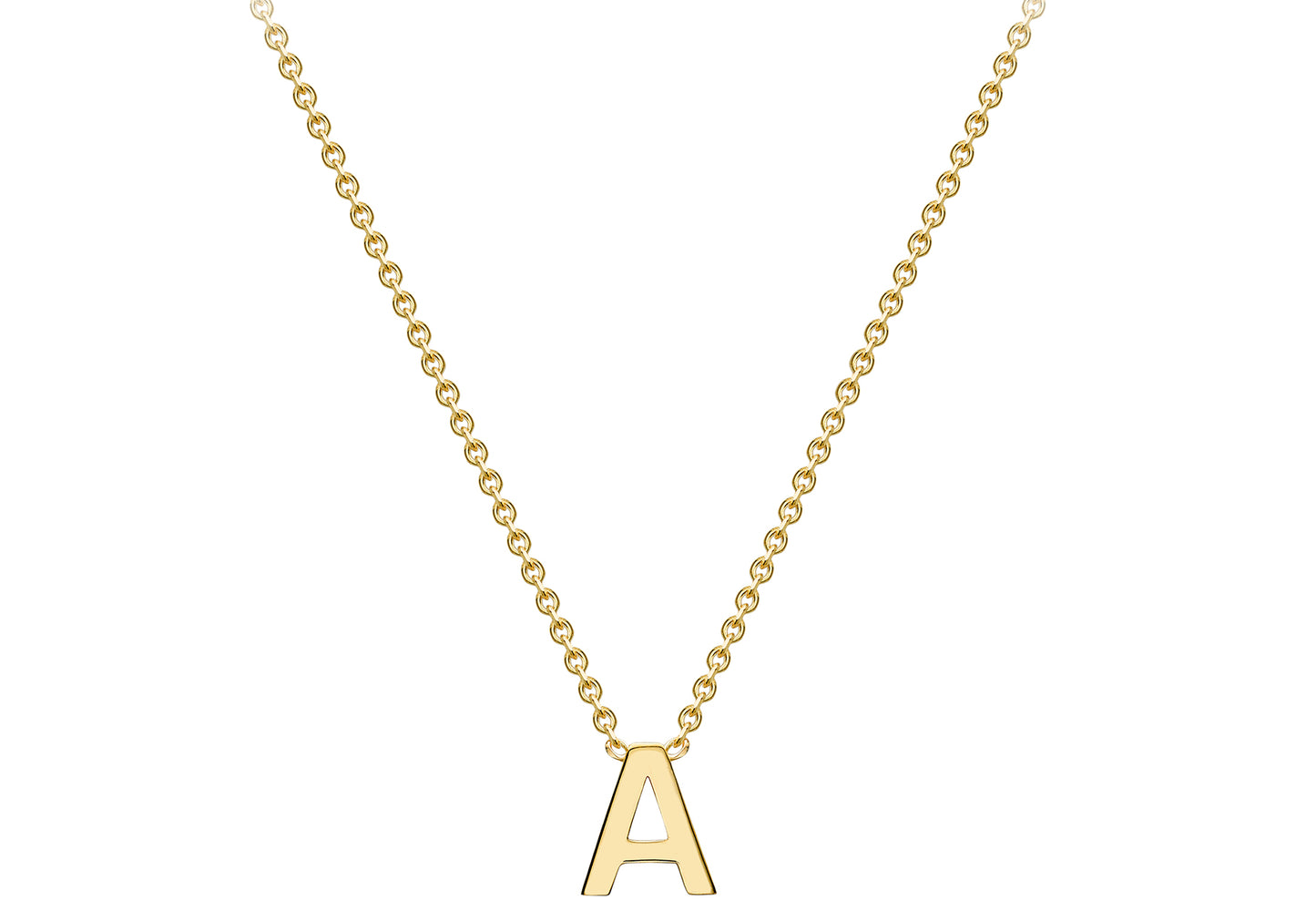 Solid Gold Initial Letter Necklace