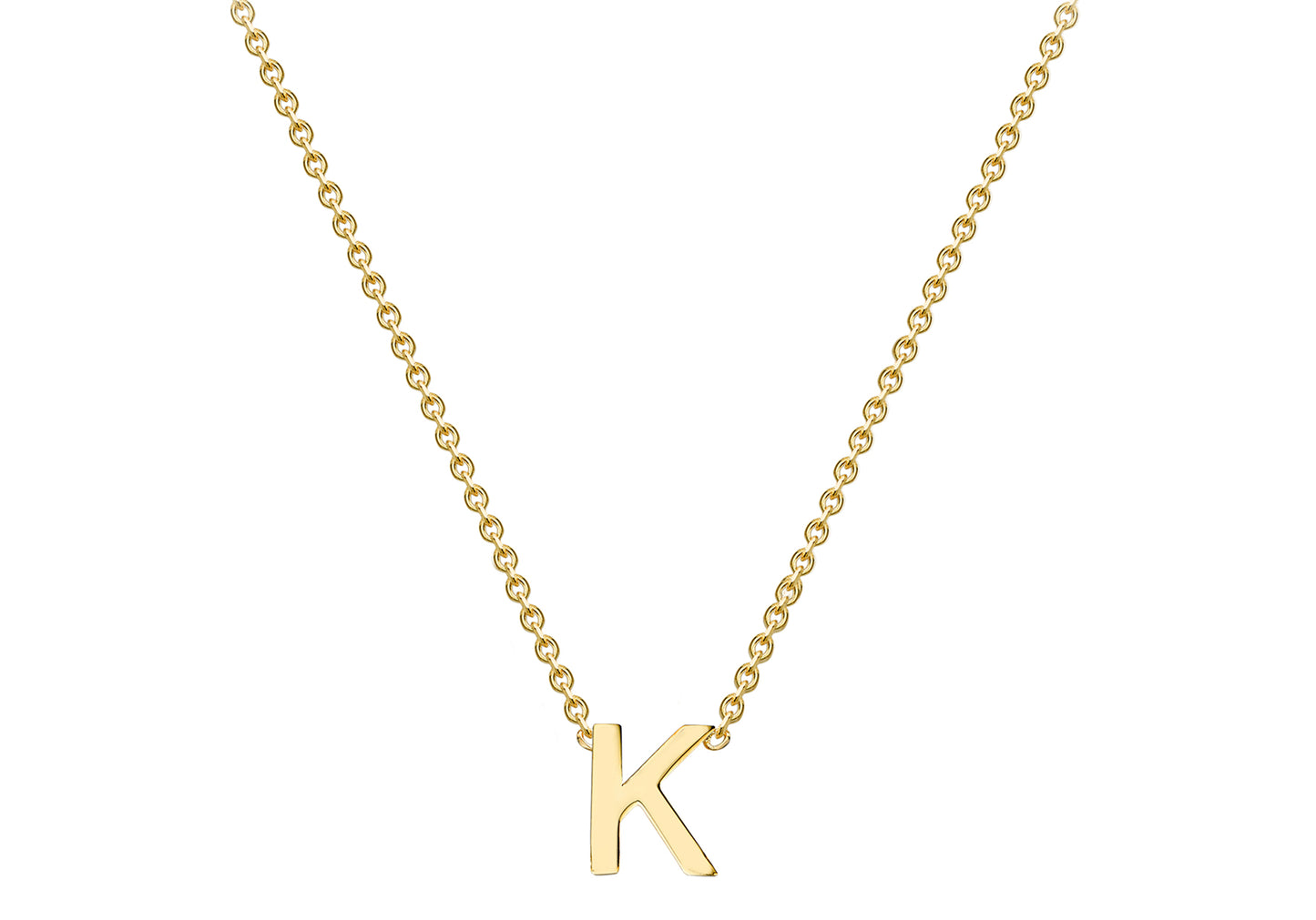 Solid Gold Initial Letter Necklace