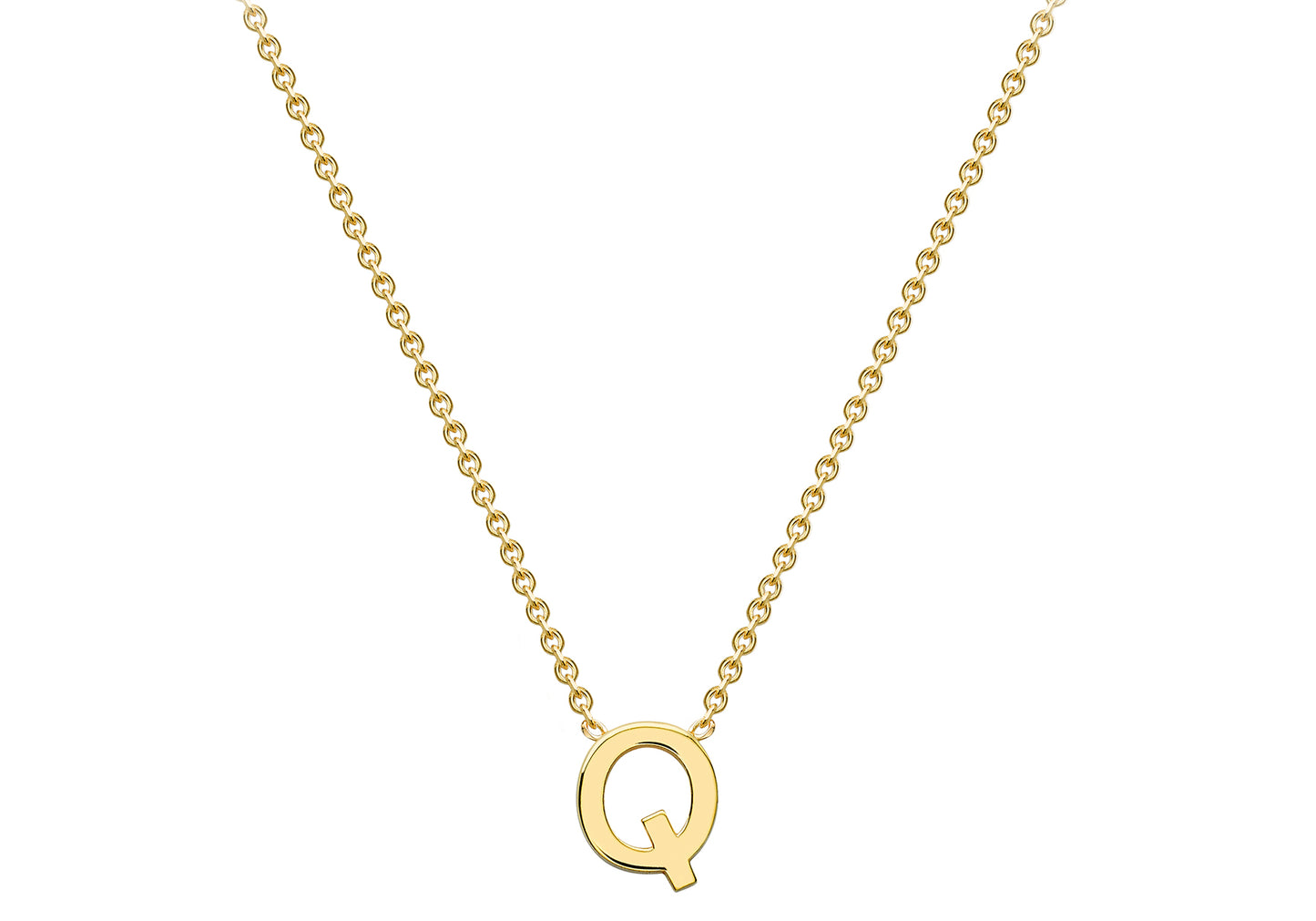 Solid Gold Initial Letter Necklace