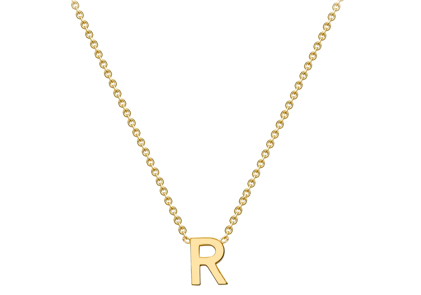 Solid Gold Initial Letter Necklace