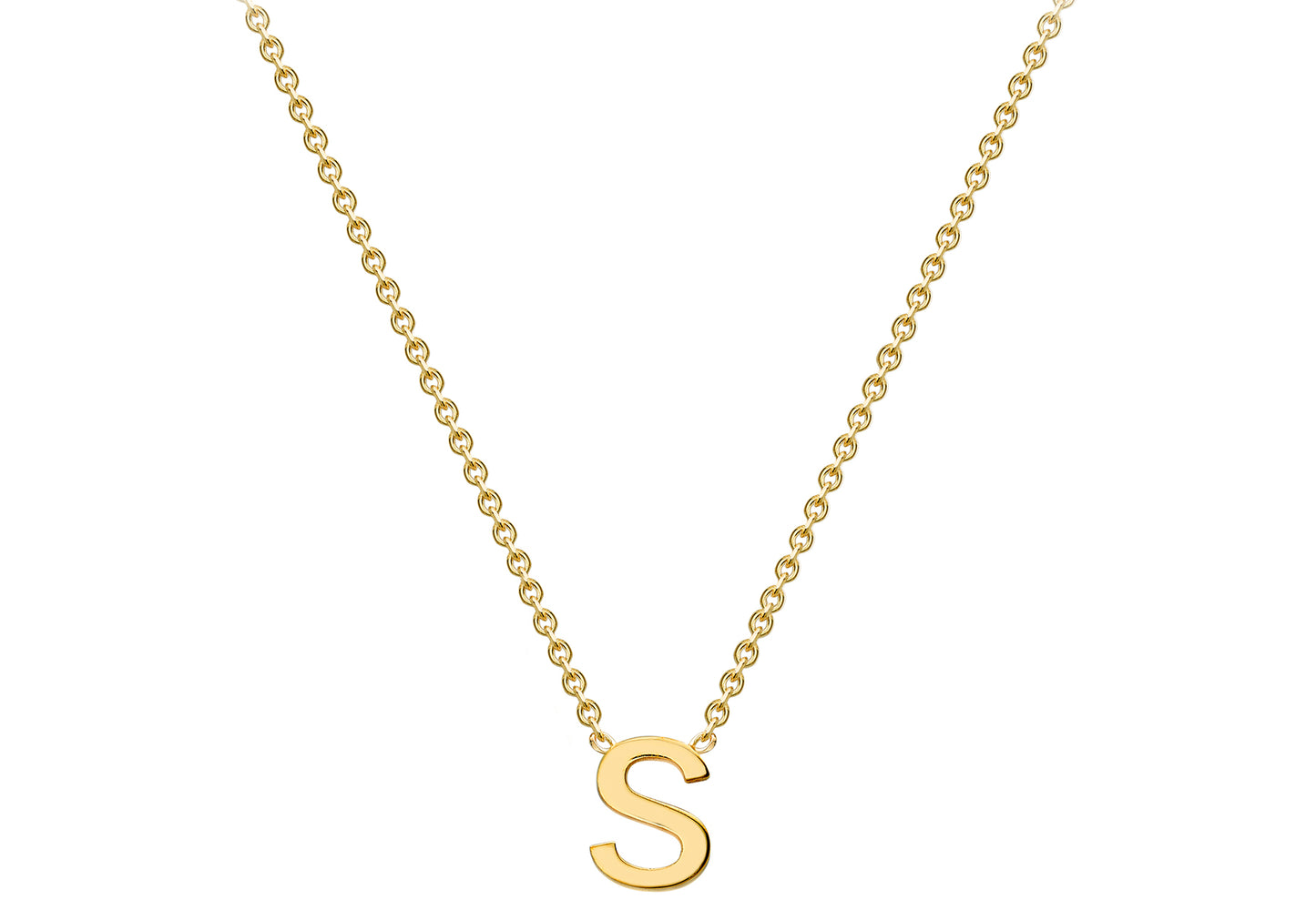 Solid Gold Initial Letter Necklace