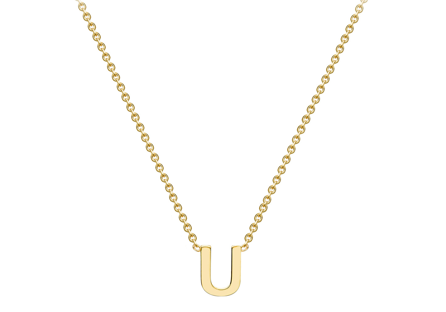 Solid Gold Initial Letter Necklace