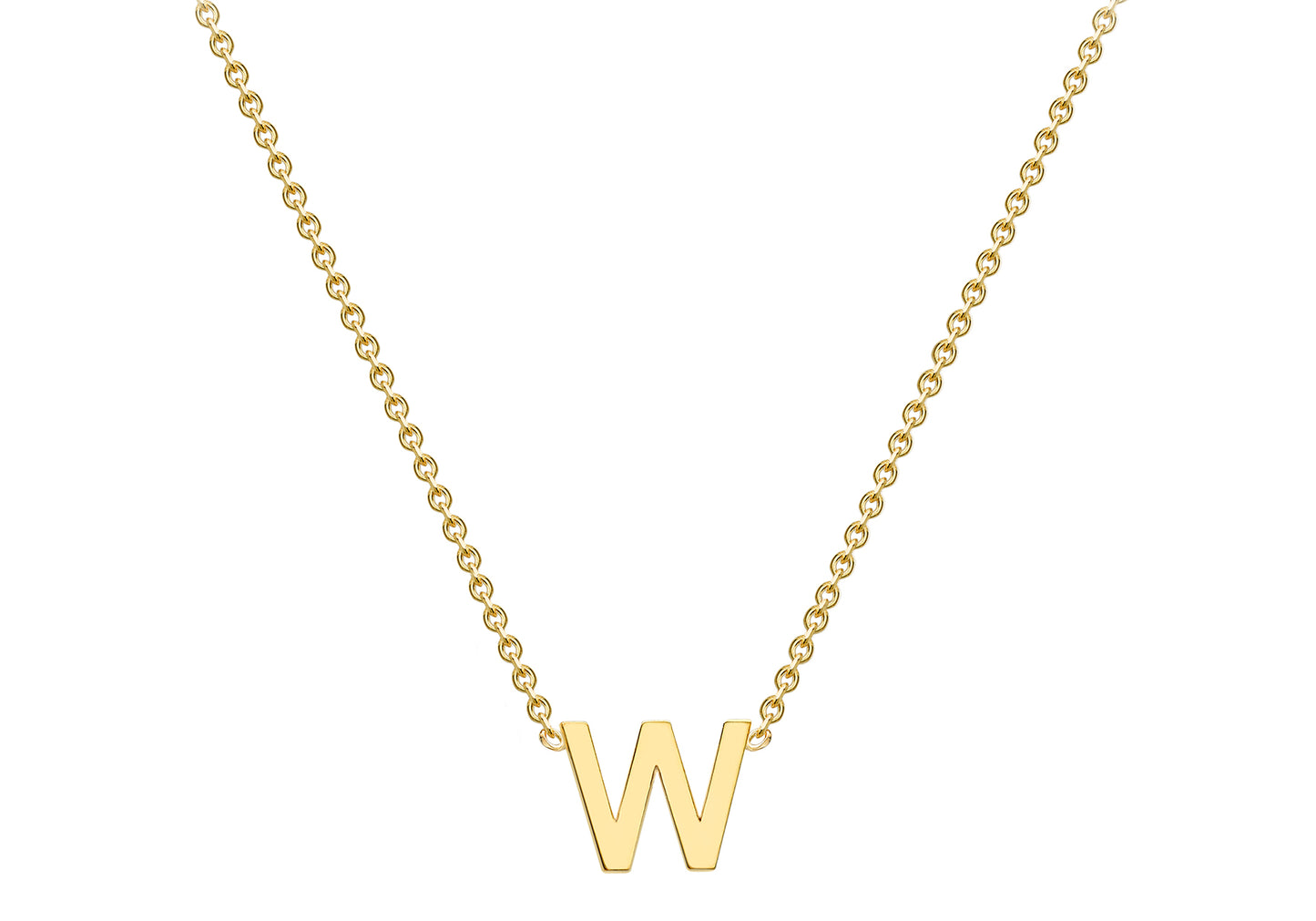 Solid Gold Initial Letter Necklace