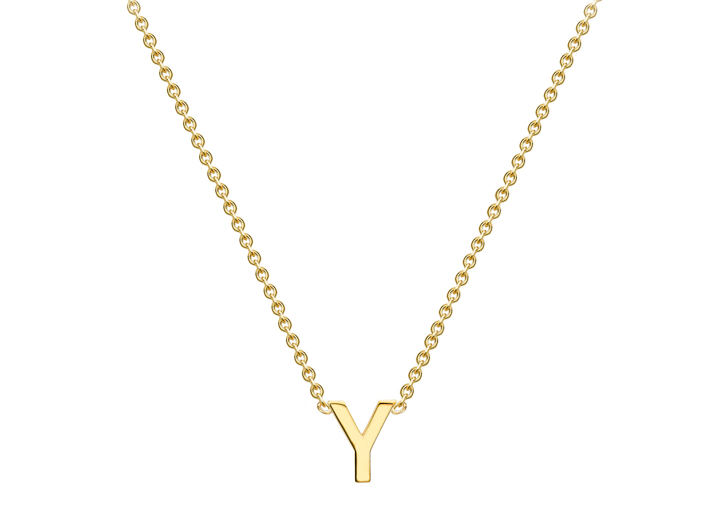 Solid Gold Initial Letter Necklace