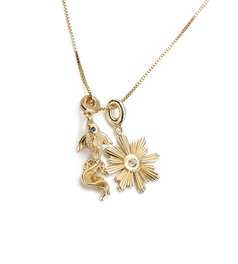 Guide Me, Tide Pendant Necklace in 14ct Gold Vermeil with London Blue Topaz & White Topaz