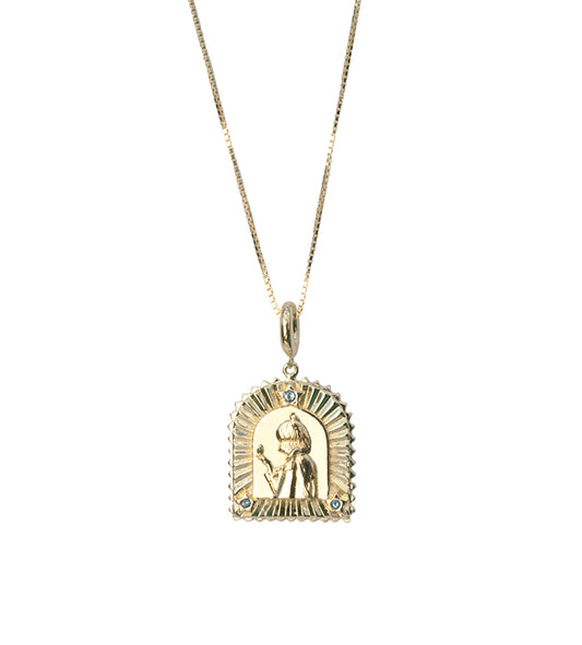Just Rosie Pendant Necklace in 14ct Gold Vermeil with London Blue Topaz