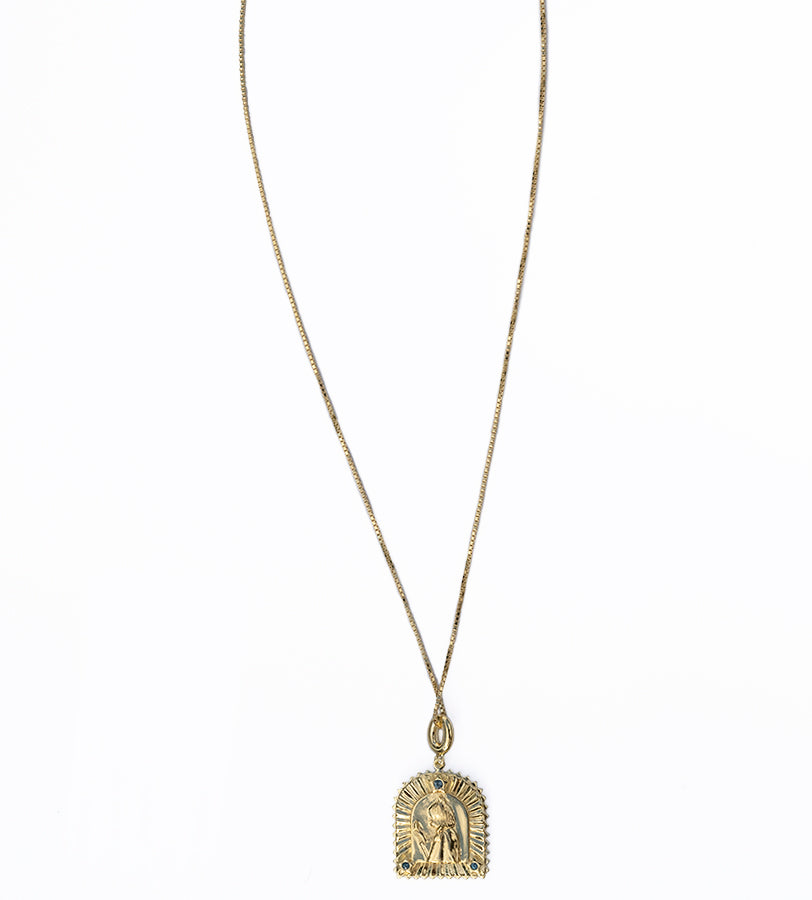 Just Rosie Pendant Necklace in 14ct Gold Vermeil with London Blue Topaz