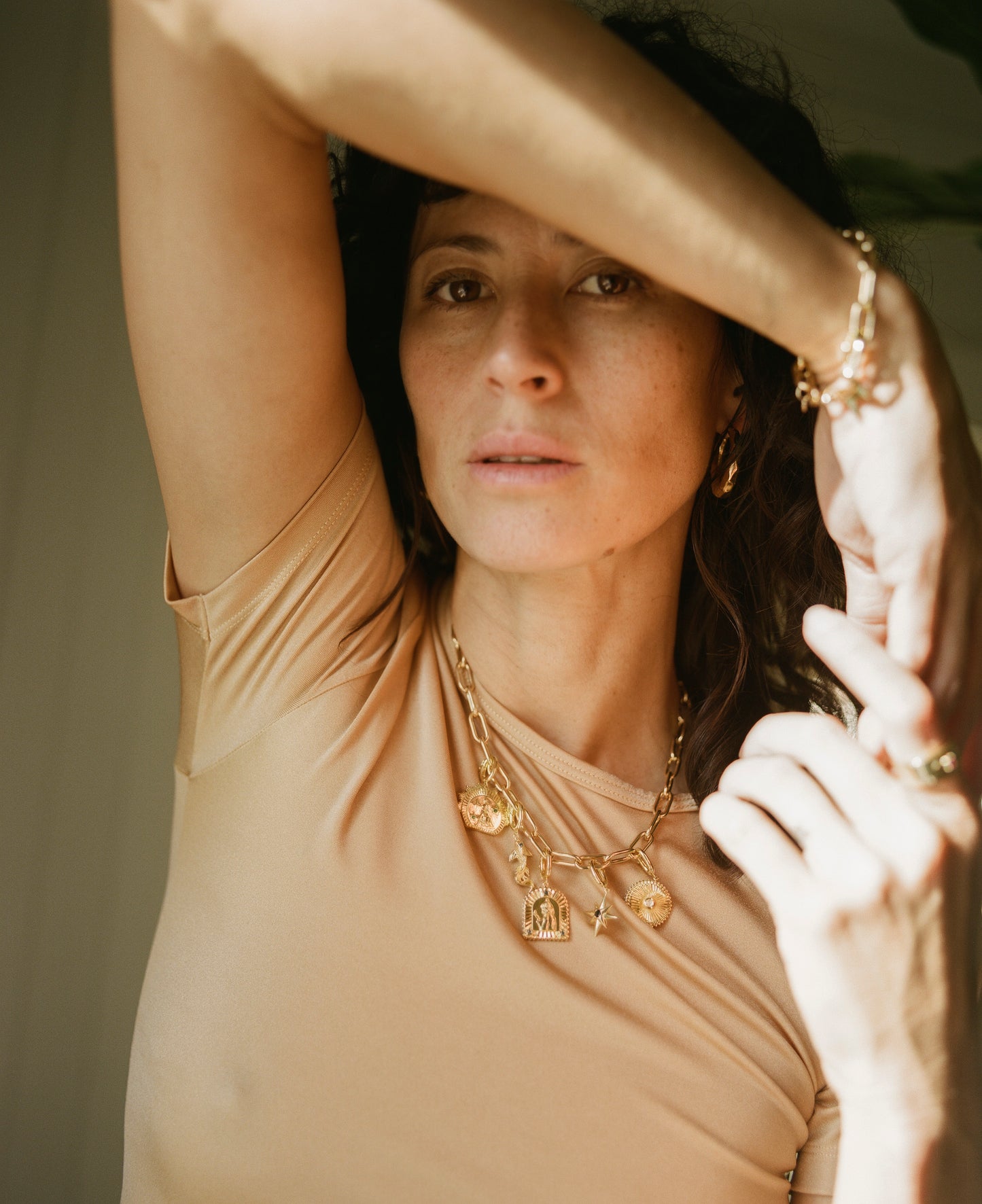 Gold Statement Charm Necklace