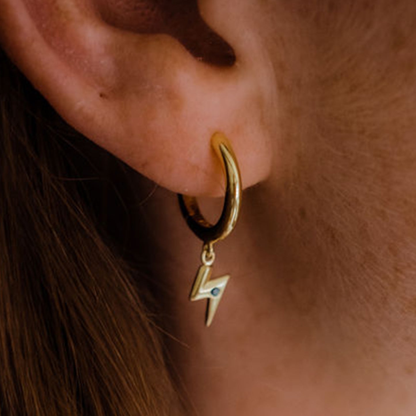Charm Hoop Earrings in 14ct Gold Vermeil with Black Onyx