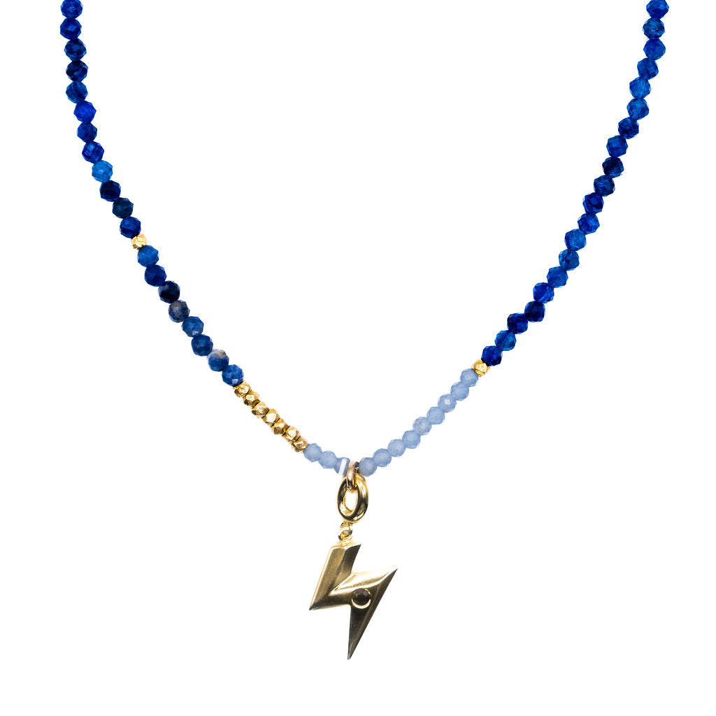 Bolt from the Blue Semi Precious Kyanite Beaded Charm Necklace