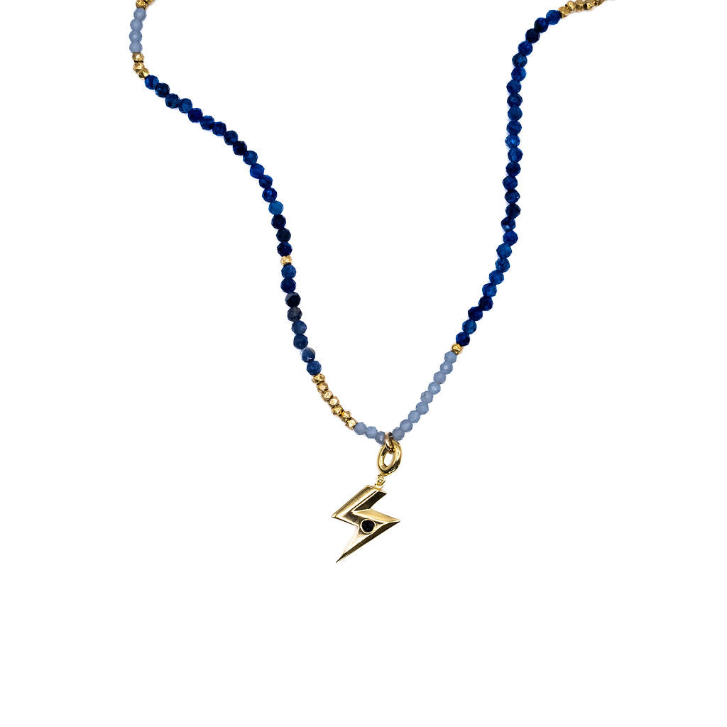 Bolt from the Blue Semi Precious Kyanite Beaded Charm Necklace