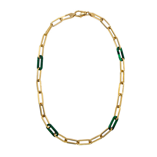 Face the Change Necklace with Malachite in 18ct Gold Plated