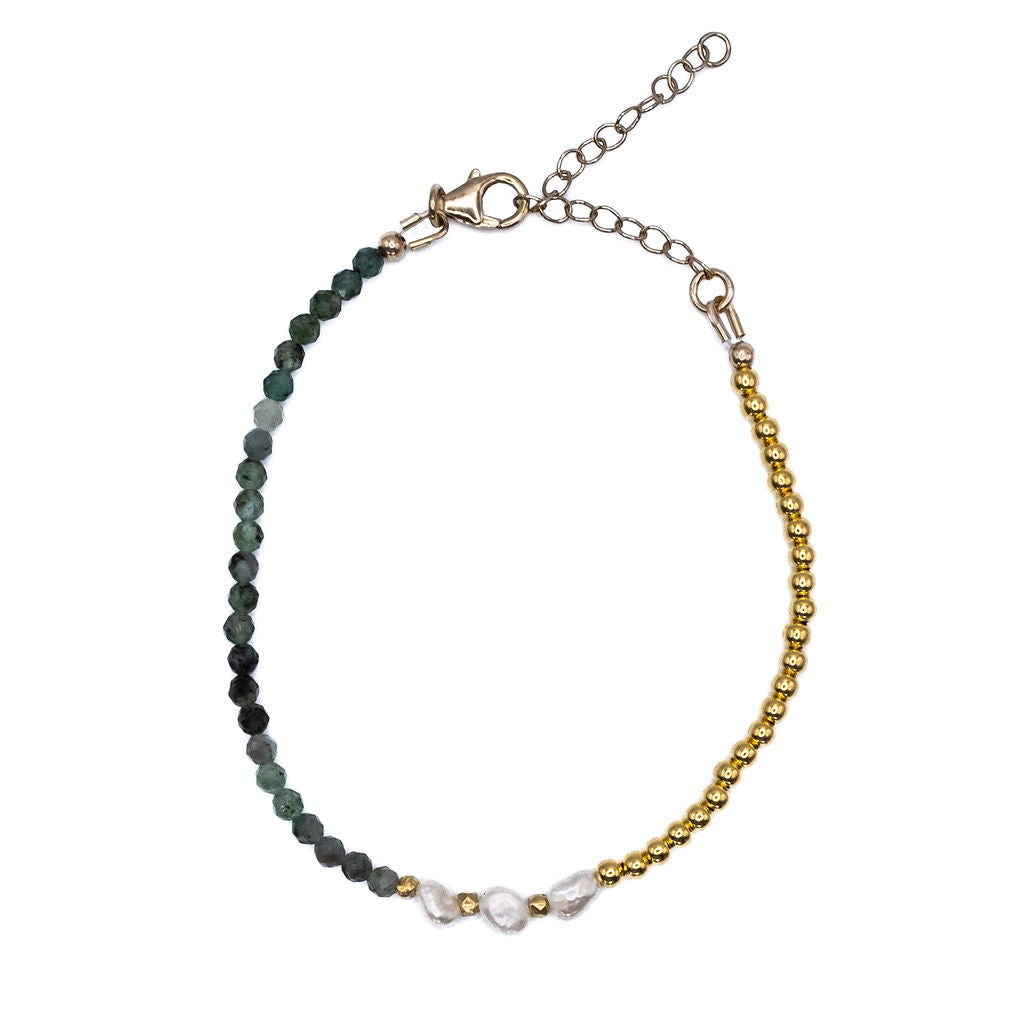 Precious Emerald and 14ct Gold Vermeil Friendship Bracelet