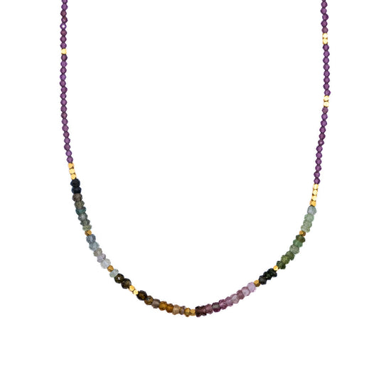 Tourmaline & Garnet Semi-Precious 14ct Gold Vermeil Necklace