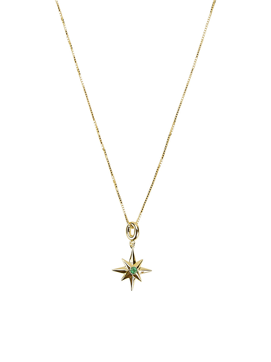 Like A Rolling Stone, All Alone Pendant Necklace in 14ct Gold Vermeil with Emerald