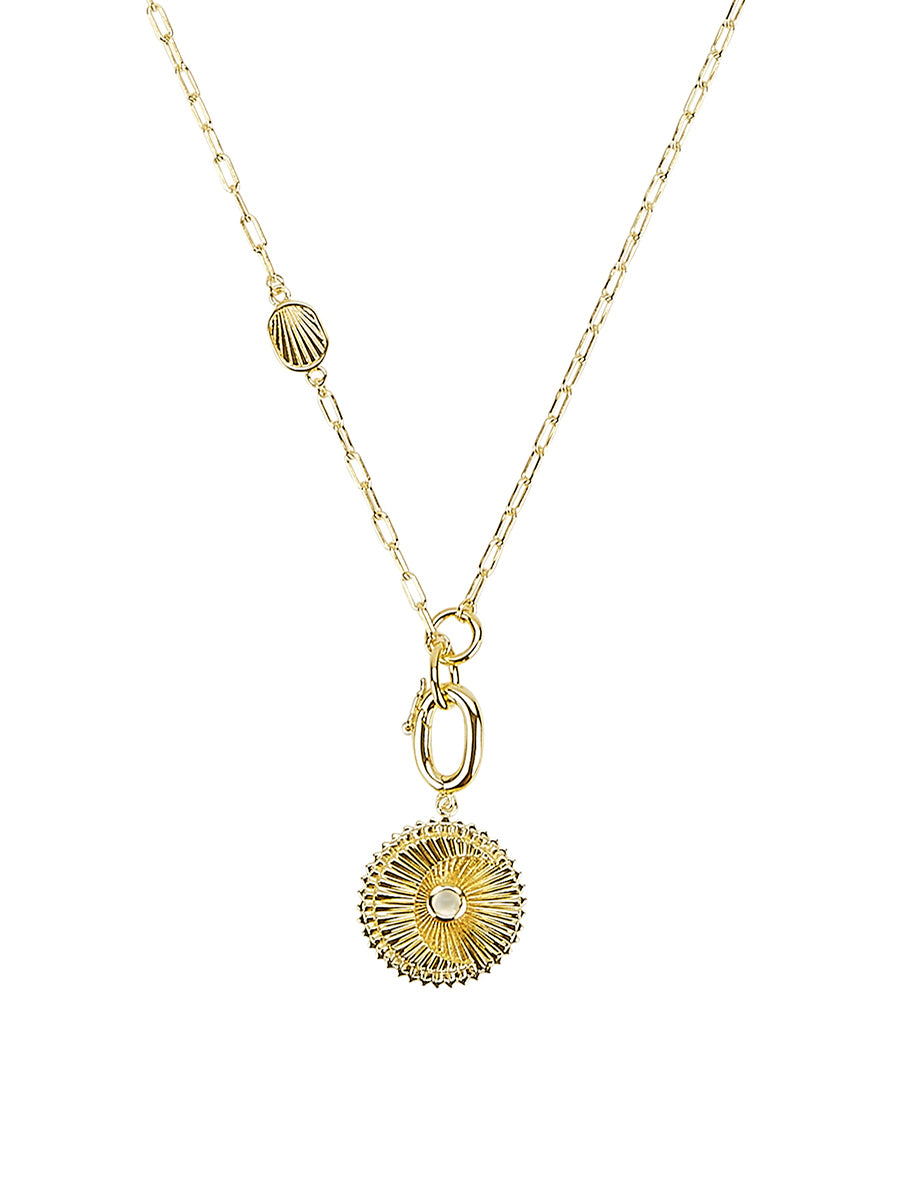 Answer the Sky Pendant Necklace in 14ct Gold Vermeil with Moonstone and White Topaz