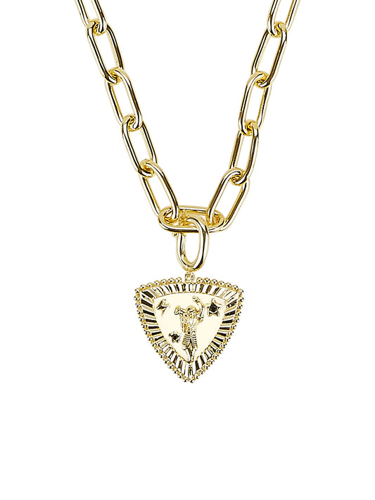 Gold Pendant Necklace with Black Onyx
