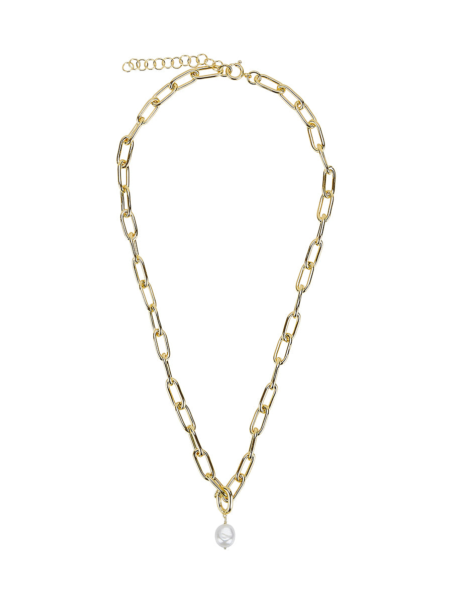 Everlong Pearl Drop Clip-On Pendant on Gold Necklace Chain