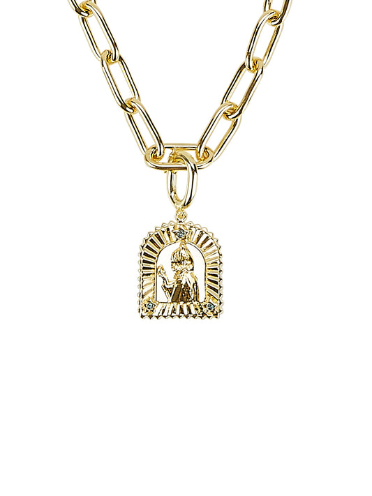 Gold Pendant Necklace with London Blue Topaz