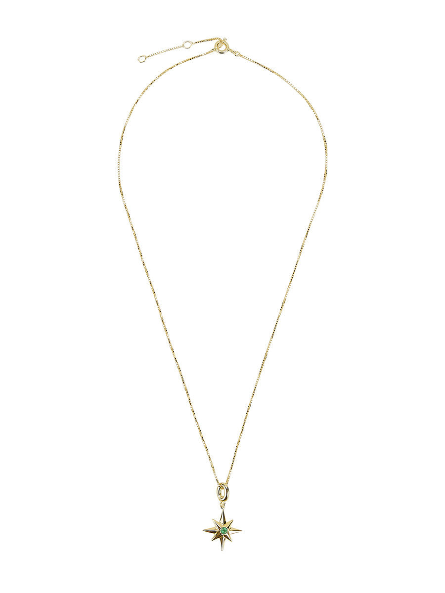 Like A Rolling Stone, All Alone Pendant Necklace in 14ct Gold Vermeil with Emerald