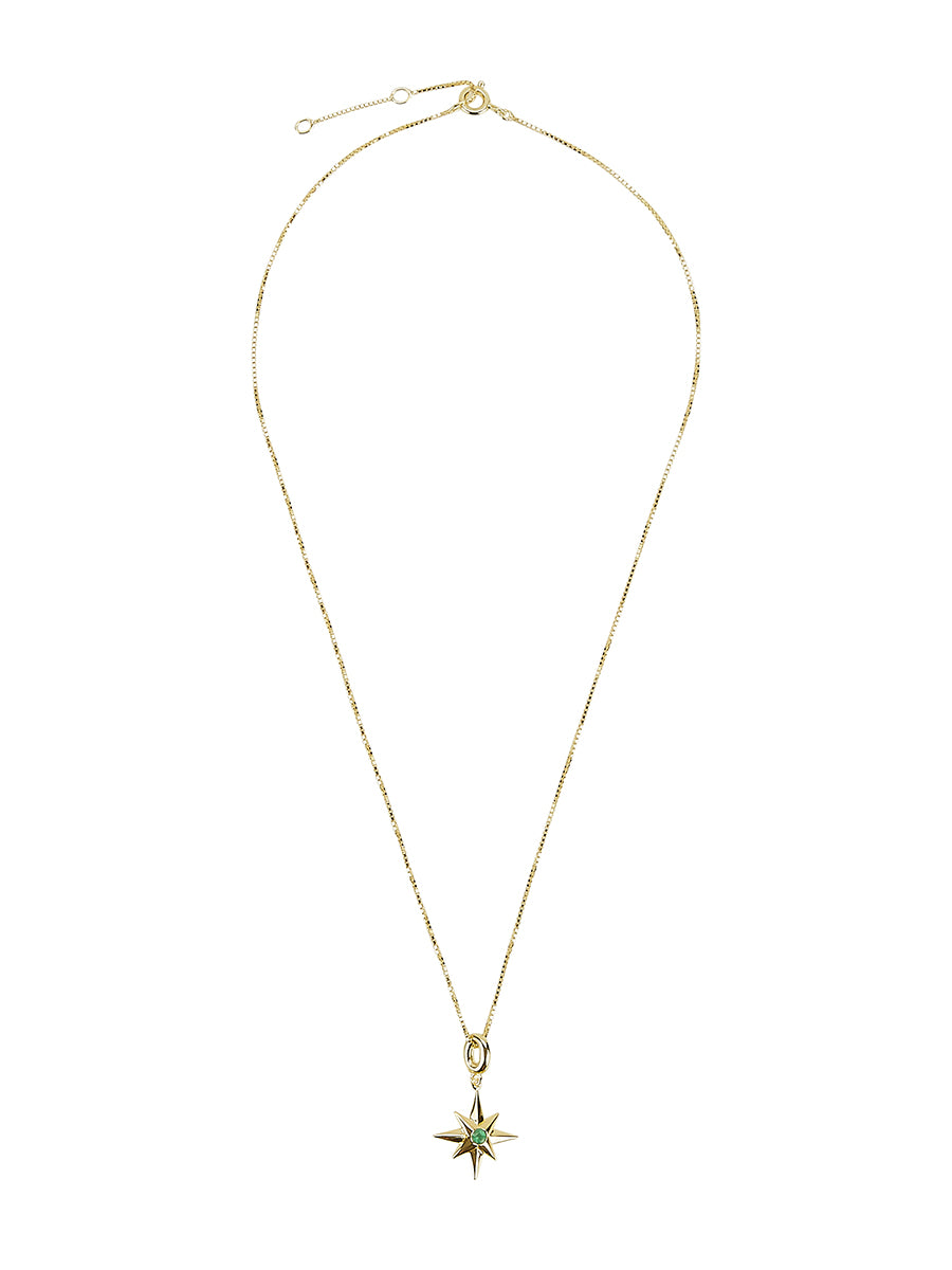 Like A Rolling Stone, All Alone Pendant Necklace in 14ct Gold Vermeil with Emerald