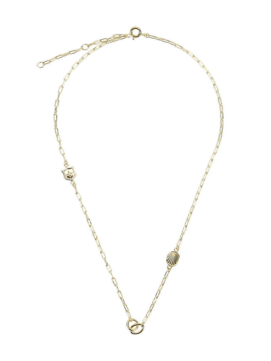  Chain Necklace in 14ct Gold Vermeil with White Topaz