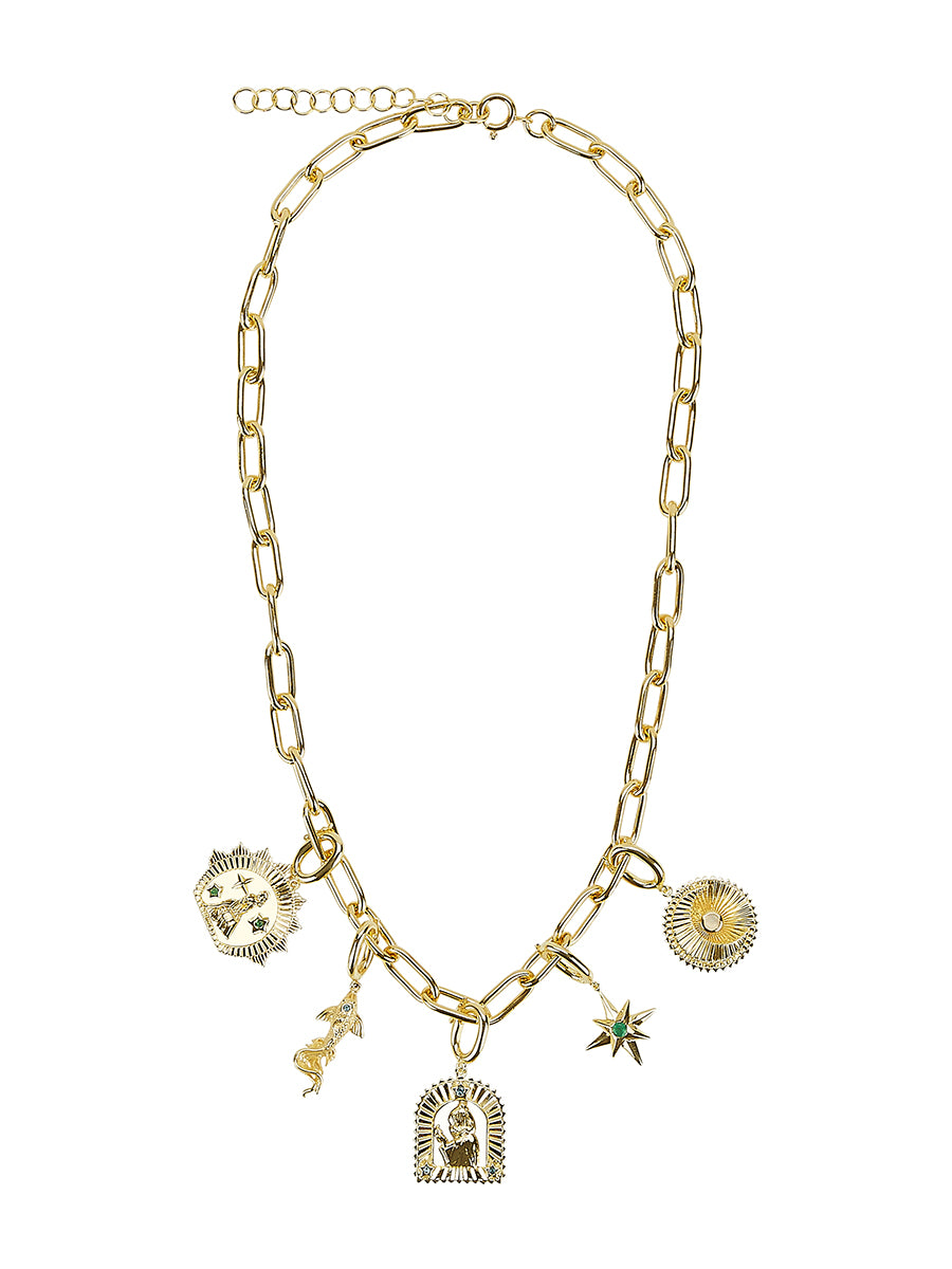 Gold Statement Charm Necklace