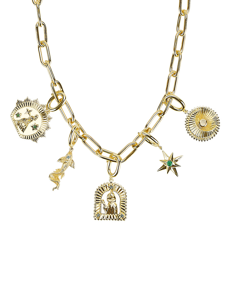 Gold Statement Charm Necklace