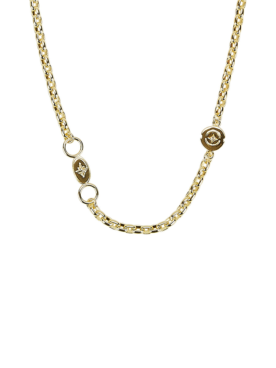 Come Closer, Chrissy Statement Necklace in 14ct Gold Vermeil with Emerald and White Topaz