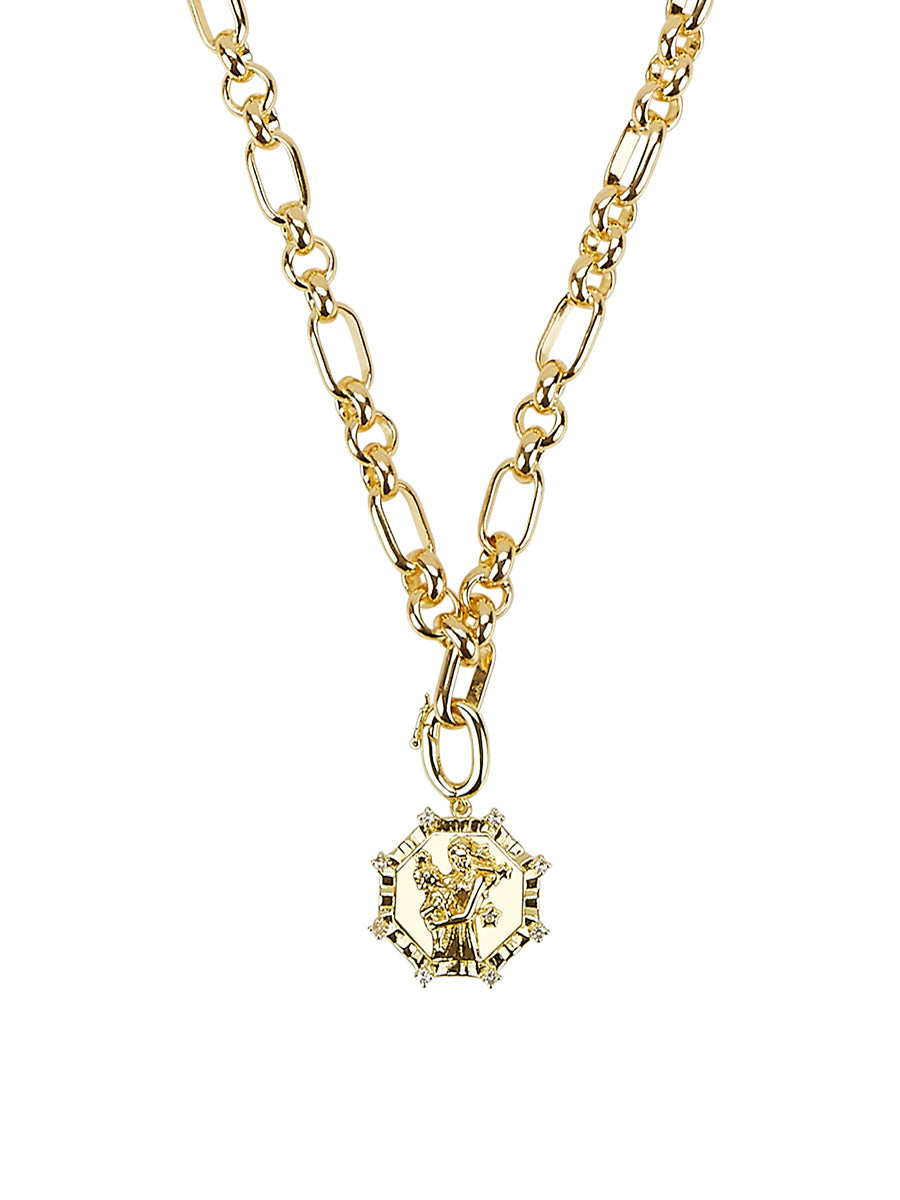 Jude Clip-On Pendant in 14ct Gold Vermeil with White Topaz