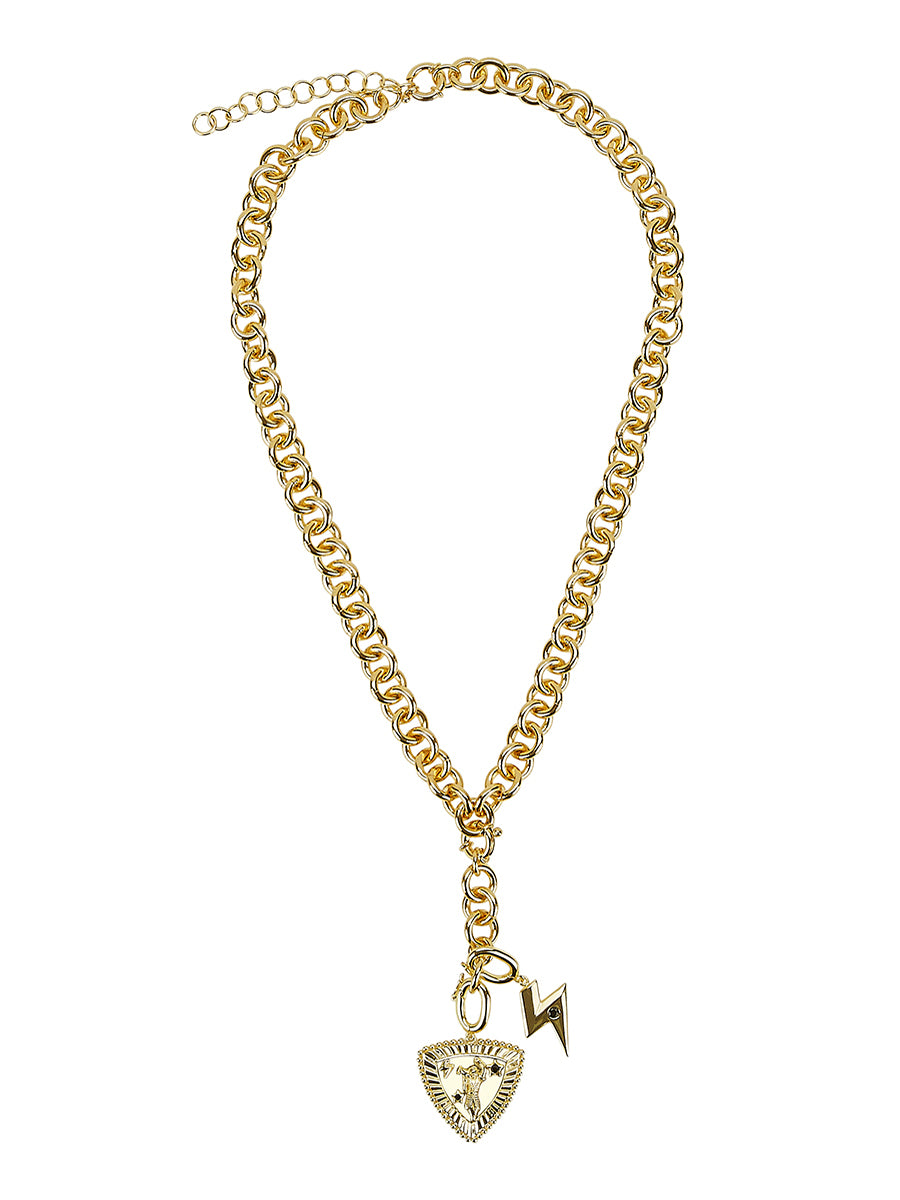You Zig, Joey Zags Statement Necklace in 14ct Gold Vermeil with Black Onyx
